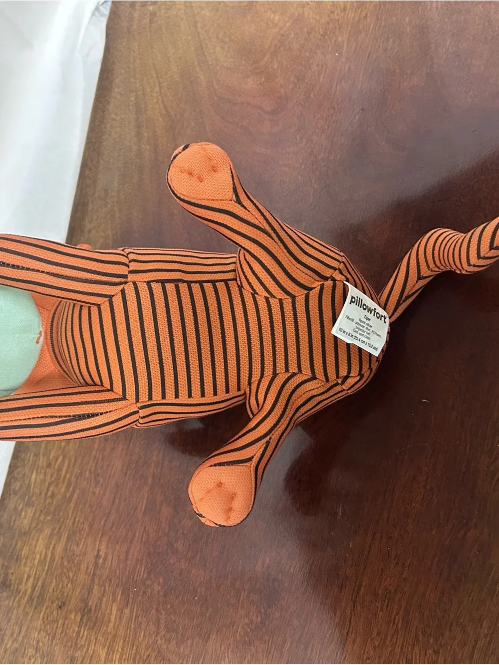 Pillowfort Orange & Black Striped Tiger Plush with superstar banner